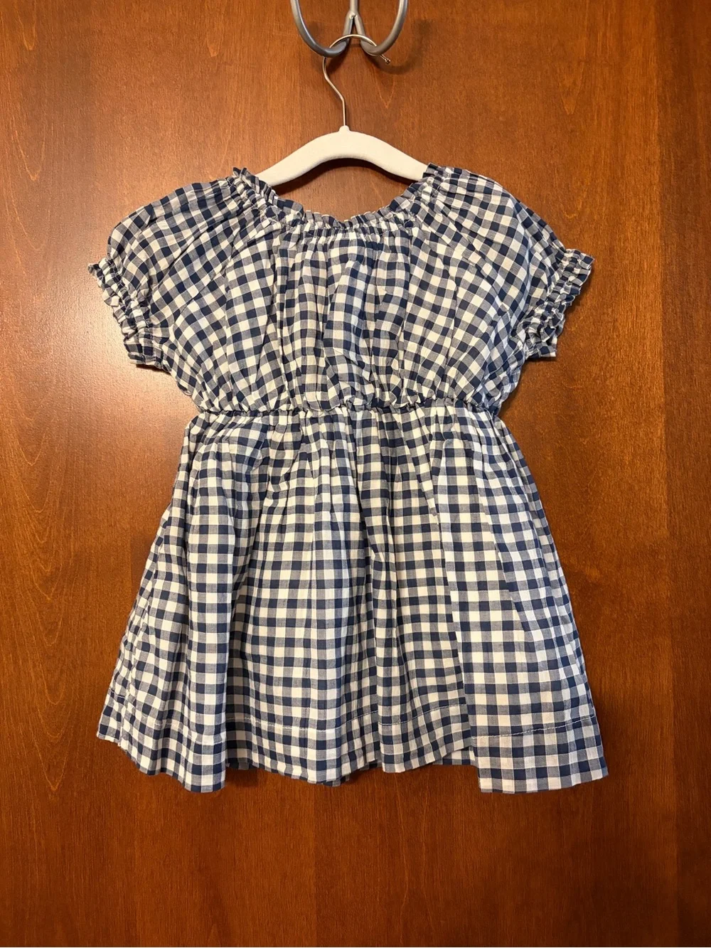 New Baby Gap Blue & White Gingham Puff-Sleeve Dress - 18-24 months